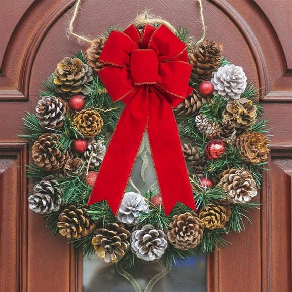 Bzdzmqm under $5 Christmas Wreath Bow, Red Christmas Wreath Bow, Pre Tied Tree Garland, Outdoor Door Decoration, Swag Wreath Garland, Fall Winter Holiday Decor