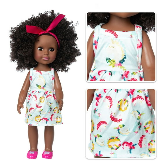 Bzdzmqm under $5 Cute Curly BabyDoll, Black BabyDoll 35CM, Vinyl RealisticToy, Curly Hair Design, African American BabyFigure, Soft Body Material, Educational Play Doll, Birthday Present,