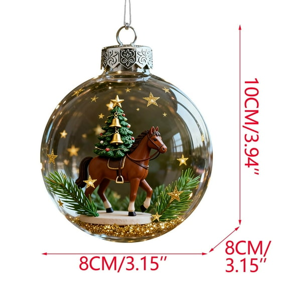 Bzdzmqm under $5 Horse Christmas Ornament, Equestrian Christmas Ornament Collection, Clear Acrylic Horse Baubles, Detailed Miniature Horse Figures, Holiday Tree Decoration
