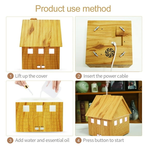 Bzdzmqm under $5 House Humidifier, House Shape Humidifier with Aroma Diffuser, 7-Color LED Lights USB Portable Mini Home Decor, Large Capacity Essential Oil Diffuser for Bedroom Office