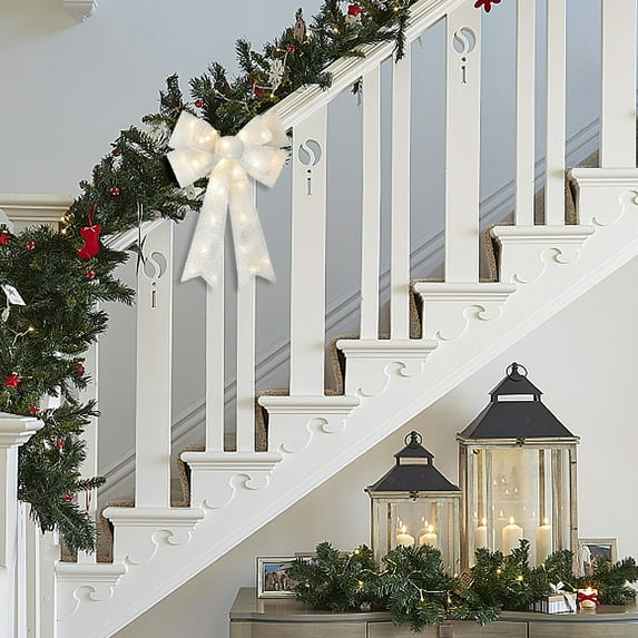 Bzdzmqm under $5 LED Christmas Bow,Large LED Christmas Bow,Lighted Wreath Bow with Warm Lights,Battery Operated Christmas Tree Bow,Indoor Outdoor Christmas Decoration,Festive Holiday Bow for Decor