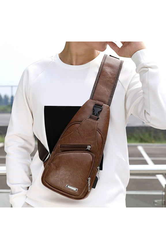 under $5 Sling Bag, Men's Sling Bag, Waterproof Chest Bag with Earphone Hole, Crossbody Backpack for Hiking, Lightweight Daypack for Travel, Outdoor Sports Shoulder Bag