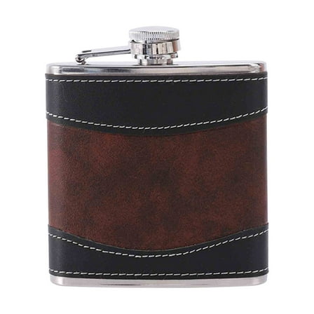 Bzdzmqm under $5 Stainless Steel Flask, Stainless Steel Hip Flask, Stitched Leather Wine Bottle, Pocket Fit Design Flask, Portable Whiskey Drinks Bottle, Outdoor Travel Flask, Bar Set with Funnel