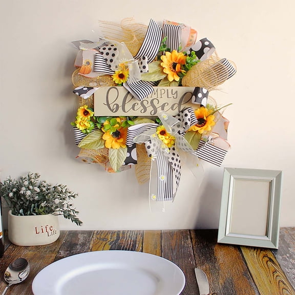 Bzdzmqm under $5 Sunflower Wreath, Sunflower Themed Wreath, Cottage Style Door Decor, Artificial Flower Arrangement, Seasonal Home Accents, Colorful Wall Hanging, Welcome Sign Decor