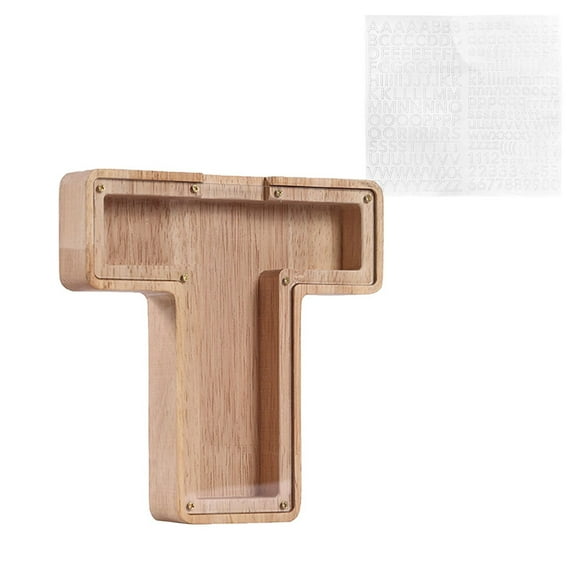 Bzdzmqm under $5 Wooden Money Box, Personalized Wooden Name Money Box, 26 English Letters Deposit Bank,Kidavings Bank with Transparent Lid, Educational Wooden Piggy Bank forChildren