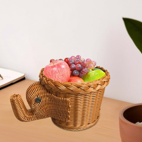 Bzdzmqm Elephant Trunk Storage Basket, Woven Plastic Fruit Container, Snack Organizer Home Decor, Tabletop Layout Basket, Multi-Function Decorative Holder