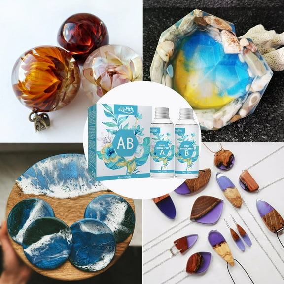 Bzdzmqm Epoxy Resin Kit for DIY Crafts, Clear Casting Resin Adhesive, : Mix Ratio Transparent Epoxy Glue, Jewelry Making Resin, Art Coating, Casting, Home Decor Projects, 50ml Liquid Epoxy Resin