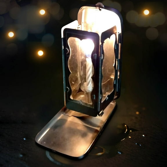 Bzdzmqm Folding Pocket Candle Lantern Windproof Camping Gear, Portable Hiking Candle Holder, Compact Backpacking Light, Decorative Outdoor Candle Lamp, Emergency Kit Accessory