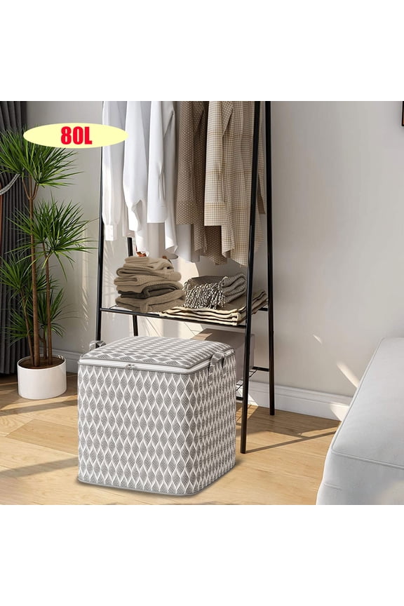 Heavy Duty Storage Bag for Clothes Quilts, Large Capacity Moving Packing Bag, Reinforced Handles Thickened Double Zipper, Space Saver Travel Organizer, Home Storage Solution for Blankets