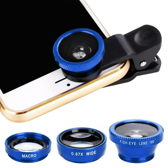Bzdzmqm Macro Lens for Android Smartphone, 3-in- Phone Camera Lens Kit, Fish Eye Wide Angle Macro Photography Attachment, Clip-On Mobile Phone Lens for Close-Up Shots Video Vlogging