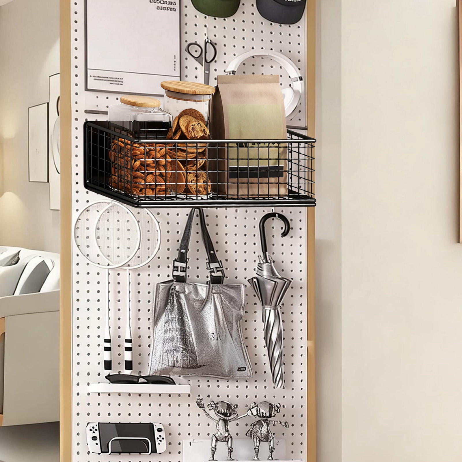 Bzdzmqm Magnetic Basket Refrigerator Organizer, Magnetic Storage Rack ...