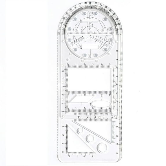 Bzdzmqm Multifunctional Rotatable Math Ruler Drawing Template, Teen Geometry Tool forKids, Active Learning Ruler with Protractor Compass Shapes, Math Measurement Tool for Classroom Homework