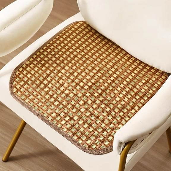Bzdzmqm Rattan Mat Cushion Summer Breathable Office Chair Seat Pad, Woven PVC Cushion for Long Sitting, Cooling Seat Cushion for Desk Chair, Home Office Chair Mat, Furniture Protector for Car Seat