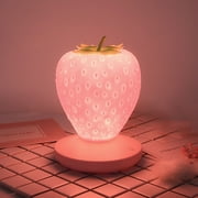 Bzdzmqm Strawberry LED Night Light USB Rechargeable Touch Lamp, Cute Cartoon Bedside Table Lamp, Eye Protection Atmosphere Light forKidsRoom Decor, Christmas Birthday Party Gift, Furniture Nightstand