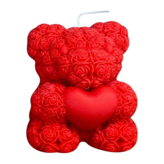 Bzdzmqm Valentine's Day Candle Rose Bear Aromatherapy Candle, Home Scented Candle Gift, Romantic Soy Wax Candle for Women, Birthday Anniversary Gift, Cute Decorative Candle for Bedroom Office