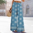 thumbnail image 1 of Bzdzmqm Women Plus Size High Waisted Palazzo Pants Flowy Floral Boho Lounge Trousers Vacation Beach Summer Casual Elastic Waist Wide Leg Trousers, Light Blue XL, 1 of 5