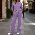 thumbnail image 1 of Bzdzmqm Women's 2 Piece Lounge Set Round Neck Long Sleeve Pullover and Wide Leg Pants with Drawstring Elastic Waist Cozy Casual Two Piece Outfit Solid Basic Tracksuit for Fall Winter Daily Wear,, 1 of 9