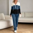thumbnail image 1 of Bzdzmqm Women's 2 Piece Lounge Set V Neck Long Sleeve Hoodie with Wide Leg Pants Casual Solid Basic Tracksuit Cozy Zip Up Loungewear Fall Winter Outfit, Blue M, 1 of 7