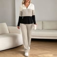 thumbnail image 1 of Bzdzmqm Women's 2 Piece Lounge Set V Neck Long Sleeve Hoodie with Wide Leg Pants Casual Solid Basic Tracksuit Cozy Zip Up Loungewear Fall Winter Outfit, Khaki S, 1 of 7