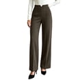 thumbnail image 1 of Bzdzmqm Women's High Waisted Wide Leg Trousers with Pockets Solid Elegant Office Long Dress Pants Casual Business Wear, Brown XL, 1 of 9