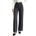 thumbnail image 1 of Bzdzmqm Women's High Waisted Wide Leg Trousers with Pockets Solid Elegant Office Long Dress Pants Casual Business Wear, Dark Gray L, 1 of 9