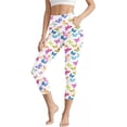 thumbnail image 1 of Bzdzmqm Women's Plus Size High Waisted Capri Pants Butterfly Print Athletic Yoga Activewear Workout Capri Leggings with Pockets Casual Summer Beach Trousers, Multicolor XL, 1 of 8