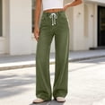 thumbnail image 1 of Bzdzmqm Women High Waisted Wide Leg Flowy Jeans with Pockets Casual Solid Loose Long Pants Summer Beach Travel Work Trousers, Green L, 1 of 7