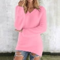 thumbnail image 1 of Bzdzmqm Women's V Neck Long Sleeve Knit Pullover Casual Tunic Tops Fall Winter Warm Sweaters for Business Work Office Wear, Hot Pink M, 1 of 7