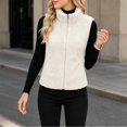 thumbnail image 1 of Bzdzmqm Womens Fleece Vest Full Zip Sleeveless Jacket Stand Collar Solid Cozy Warm Fall Winter Outdoor Work Daily Wear Outfits, White S, 1 of 6