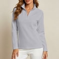 thumbnail image 1 of Bzdzmqm Womens Half Zip Running Shirts Long Sleeve Athletic Workout Tops Stand Collar Slim Fit Stretch Yoga Gym Activewear Casual Fall Winter Daily Wear Travel, Gray 2XL, 1 of 9