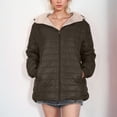 thumbnail image 1 of Bzdzmqm Womens Plus Size Fleece Hooded Zip Up Jackets Fall Winter Warm Casual Coats Loose Fit Solid Outerwear for Everyday Wear, Army Green XL, 1 of 7
