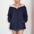 thumbnail image 1 of Bzdzmqm Womens Plus Size Fleece Hooded Zip Up Jackets Fall Winter Warm Casual Coats Loose Fit Solid Outerwear for Everyday Wear, Navy XL, 1 of 7