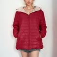 thumbnail image 1 of Bzdzmqm Womens Plus Size Fleece Hooded Zip Up Jackets Fall Winter Warm Casual Coats Loose Fit Solid Outerwear for Everyday Wear, Red L, 1 of 7