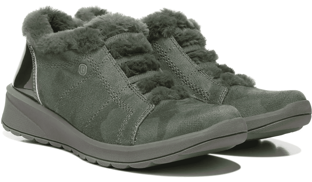 bzees golden fur trim washable slip on sneakers
