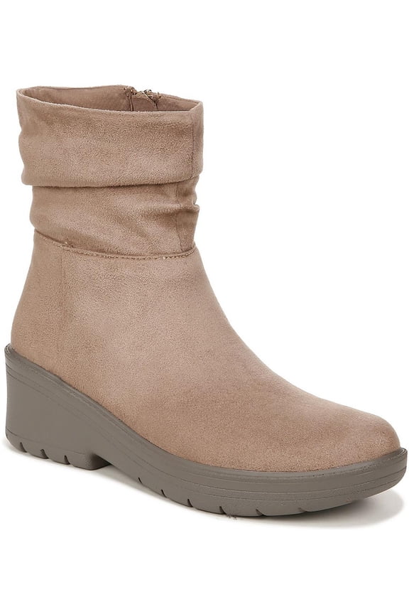 Womens Berkley Faux Suede Ruched Ankle Boots