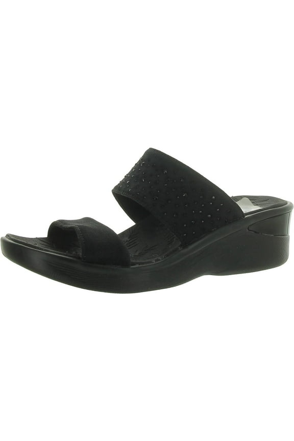 Womens Sienna Rhinestone Cushioned Footbed Slide Sandals