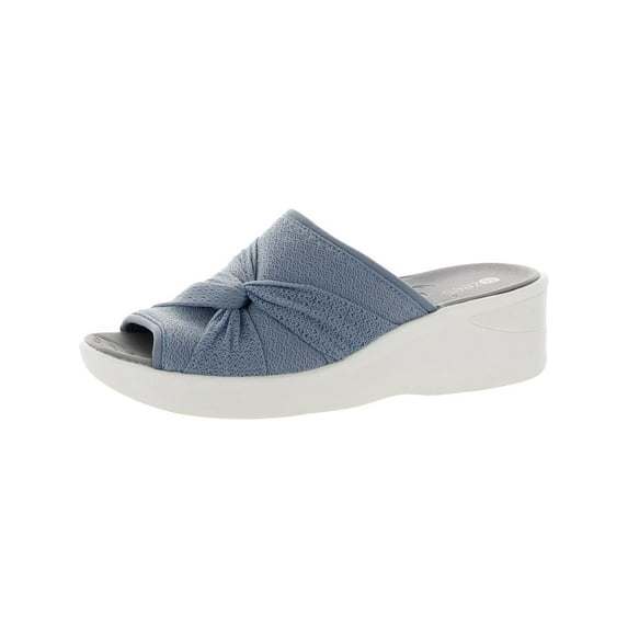 Bzees Womens Smile II Knot Front Slip On Wedge Sandals