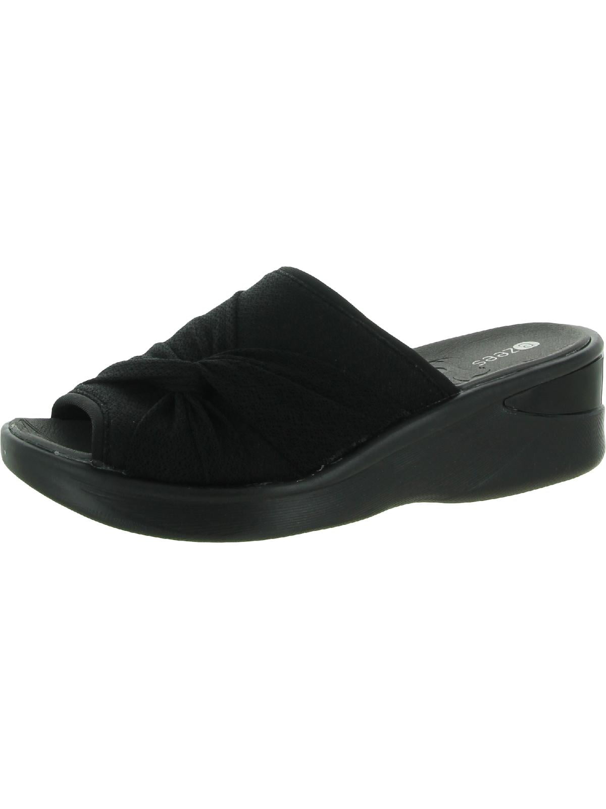 Bzees Womens Smile II Lace Slip On Wedge Sandals