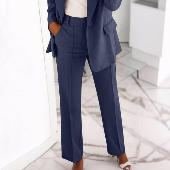 Bzhegqhd Fashion Casual Women Ladies' Solid-Color Button Pocket Zipper Trousers Long Pants