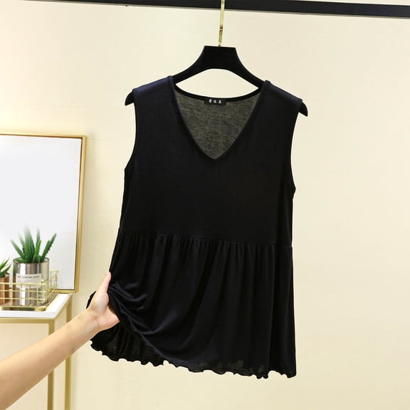 Bzhegqhd Fashion Women's Summer Casual Solid Color Loose V-neck Camisoles Tank Top