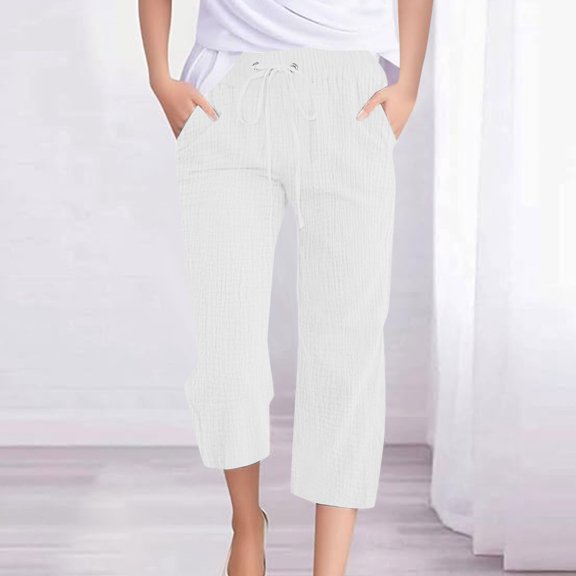 Bzhegqhd Fashion Womens Casual Color Elastic Loose Pants Capris with Pocket