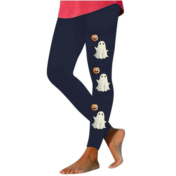 Bzhegqhd Halloween Printed Pants for Women Glow in Dark Skeleton Leggings High Waisted Party Costume Pants Stretch Joggers Casual Festive Night Out Bottoms Pumpkin Bat Trousers