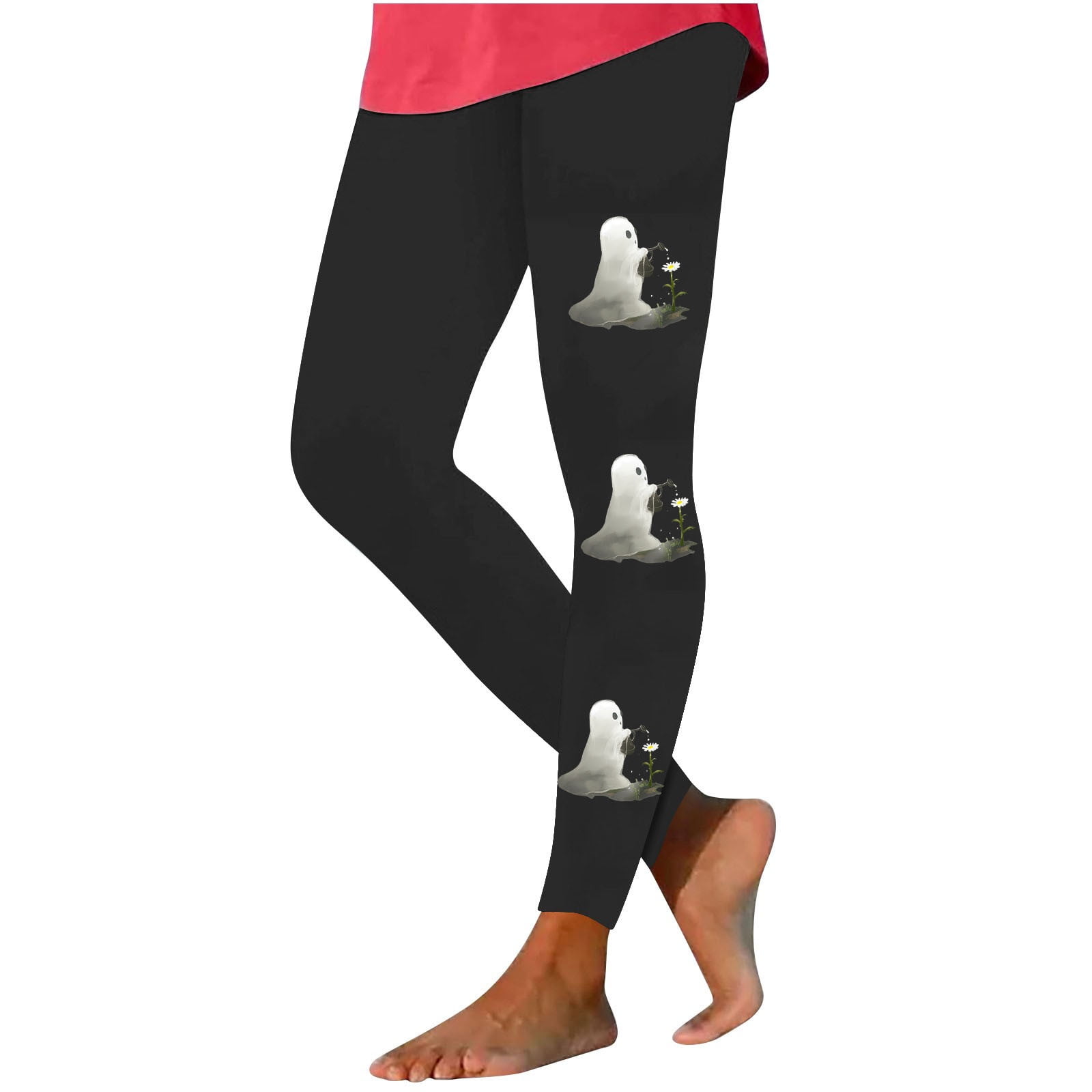 Halloween Leggings Damen - Geister Kürbis Schädel Muster Yoga Hose