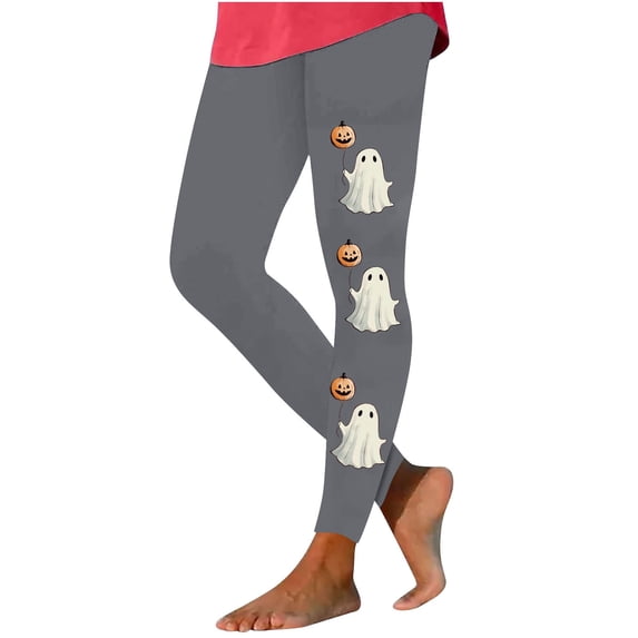 Bzhegqhd Halloween Printed Pants for Women Glow in Dark Skeleton Leggings High Waisted Party Costume Pants Stretch Joggers Casual Festive Night Out Bottoms Pumpkin Bat Trousers