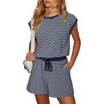 thumbnail image 1 of Bzhegqhd Ladies' Summer Casual Striped Shorts with Adjustable Drawstring Tank Jumpsuit, 1 of 4