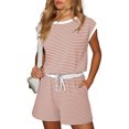 thumbnail image 1 of Bzhegqhd Ladies' Summer Casual Striped Shorts with Adjustable Drawstring Tank Jumpsuit, 1 of 4