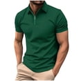 thumbnail image 1 of Bzhegqhd Men Casual Fashion Solid Half Zipper T Shirt Lapel Short Sleeve, 1 of 5