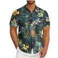 thumbnail image 1 of Bzhegqhd Men Casual Fashion Turndown Collar Hawaii Printing Short Sleeve Button Cardigan Shirt, 1 of 5