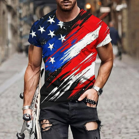 Bzhegqhd Men Casual Round Neck Printing Pullover Fitness Sports Shorts Sleeves T Shirt Blouse