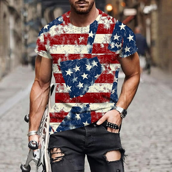 Bzhegqhd Men Casual Round Neck Printing Pullover Fitness Sports Shorts Sleeves T Shirt Blouse